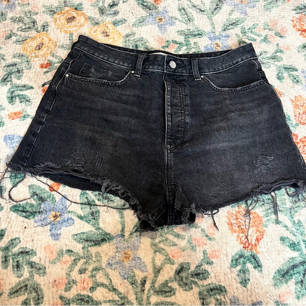 Zara black denim shorts